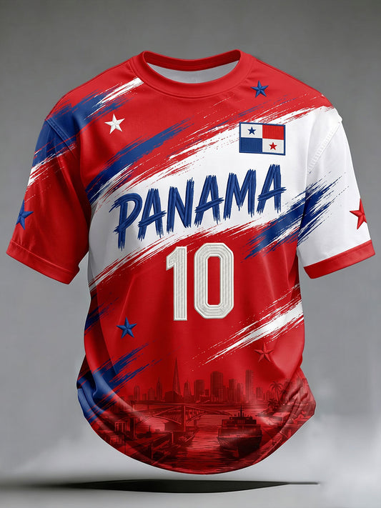 Men's Panama Soccer Printed Casual T-Shirt