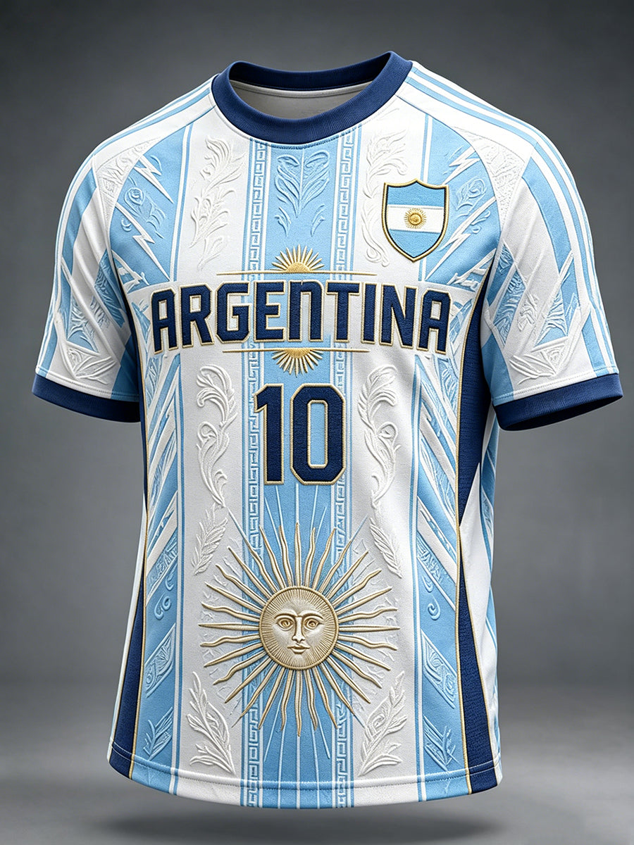 Men's Argentina Football Inspired Print Comfy Short Sleeves T-shirt