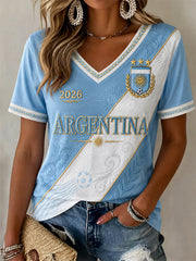 Women's Gift For Football Fans Print Casual V-Neck Tee