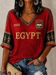 Women’s 2026 Egypt Football V-Neck T-Shirts