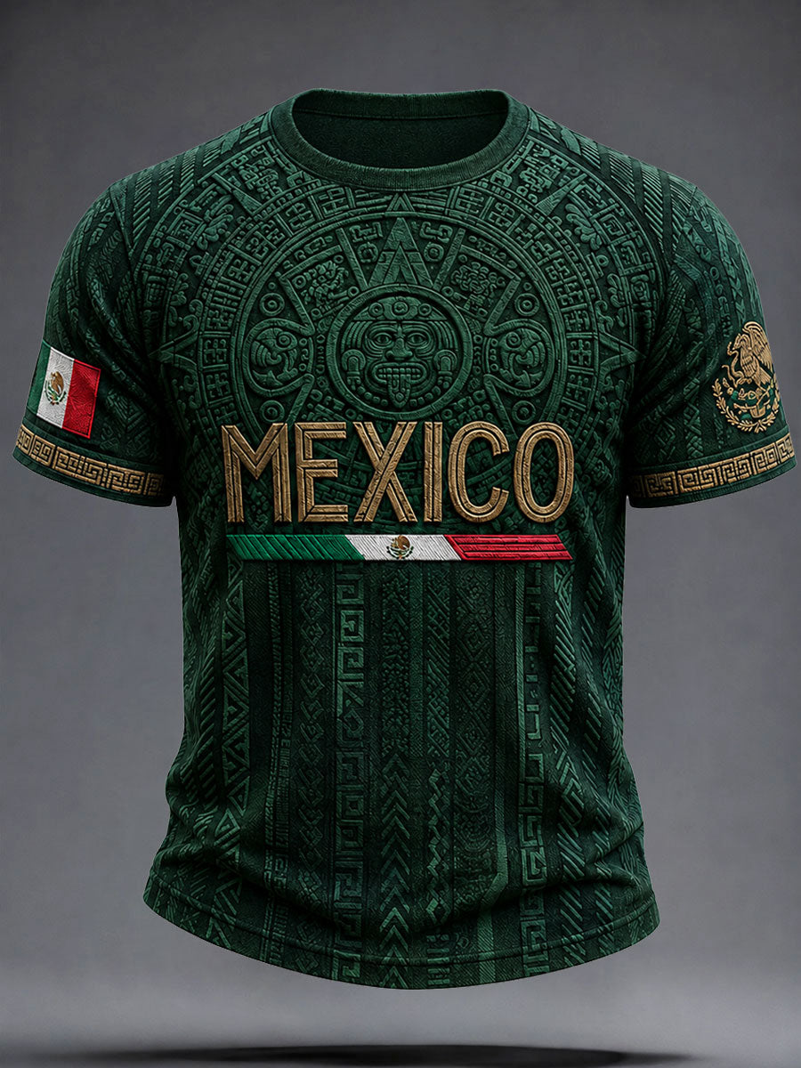 Men's Mexico Football Lover Art Printed T-Shirt