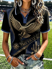 Women's Mexico Pride Art Printed polo T-shirt
