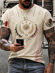 Men's Mexico Football Lover Papel Picado Art Printed T-shirt