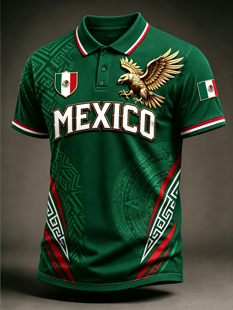 Men's Mexico Pride Art Printed polo shirt
