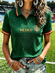 Women's Mexico Proud Art Printed polo T-shirt