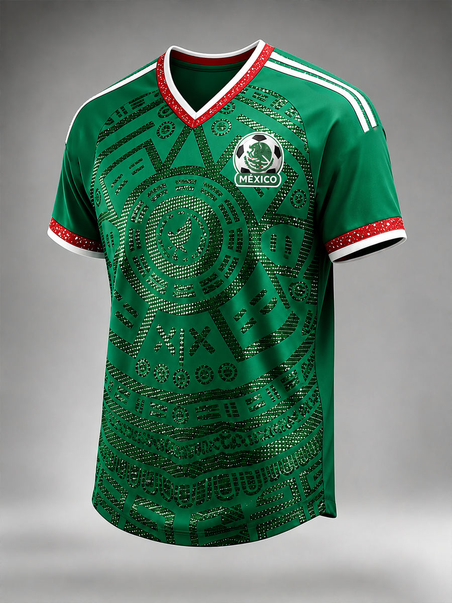 Men's Mexican Soccer Print V-neck T-shirt