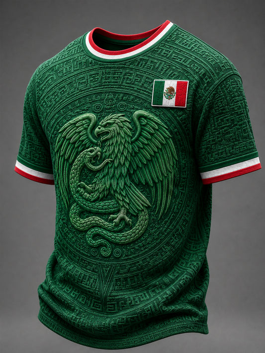 Men's Mexico Football Lover Art O-neck  Short Sleeve T-shirt