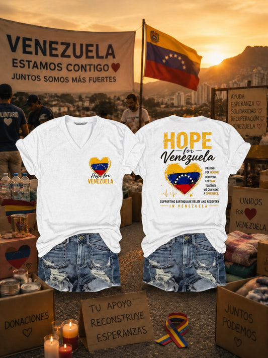 Women's Venezuela Strong Printed V-neck T-shirt