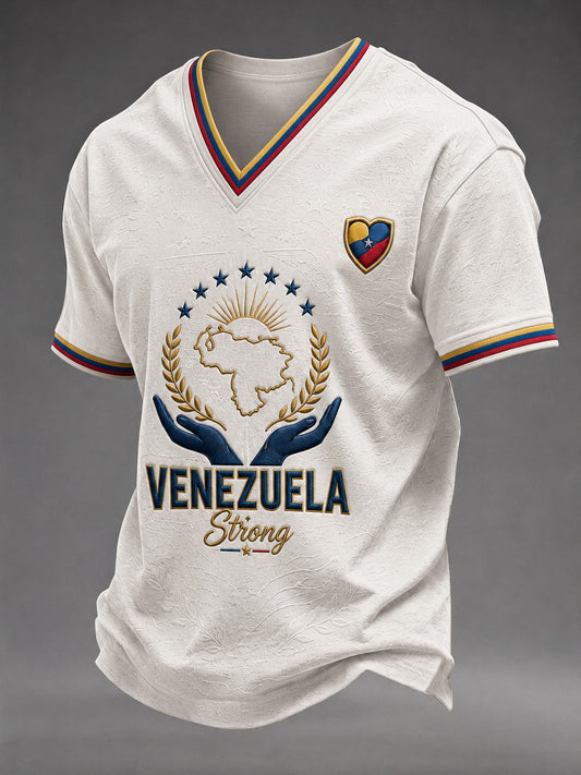 Men's Venezuela Strong Printed V-neck T-shirt