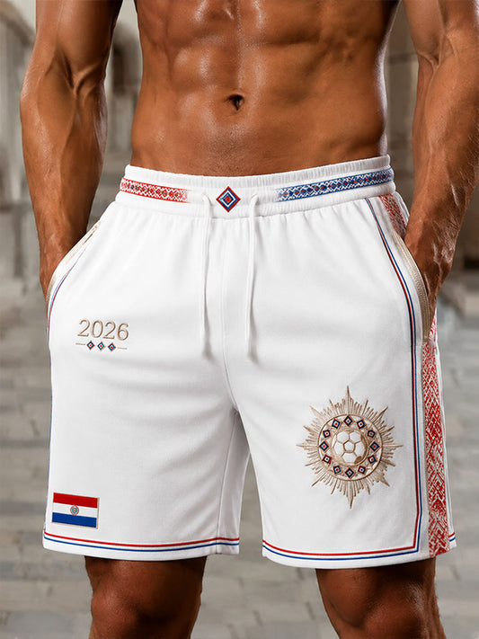 Men's 2026 Paraguayan Football Style Shorts