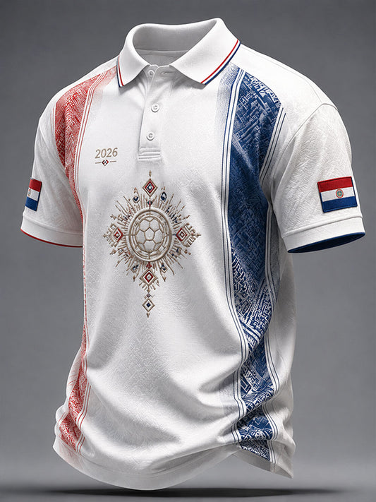 Men's 2026 Paraguayan Football Style Polo Shirt