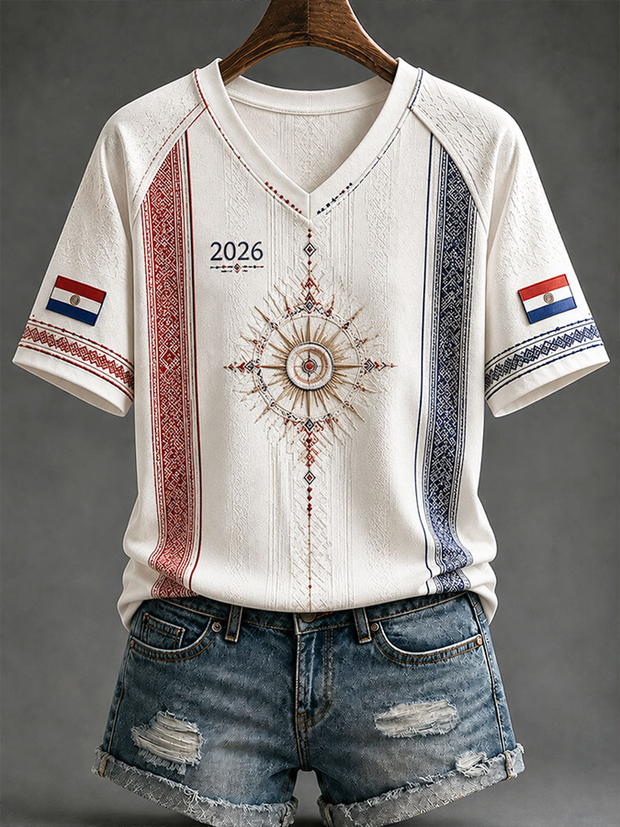 Women's 2026 Paraguayan Football Style T-shirt