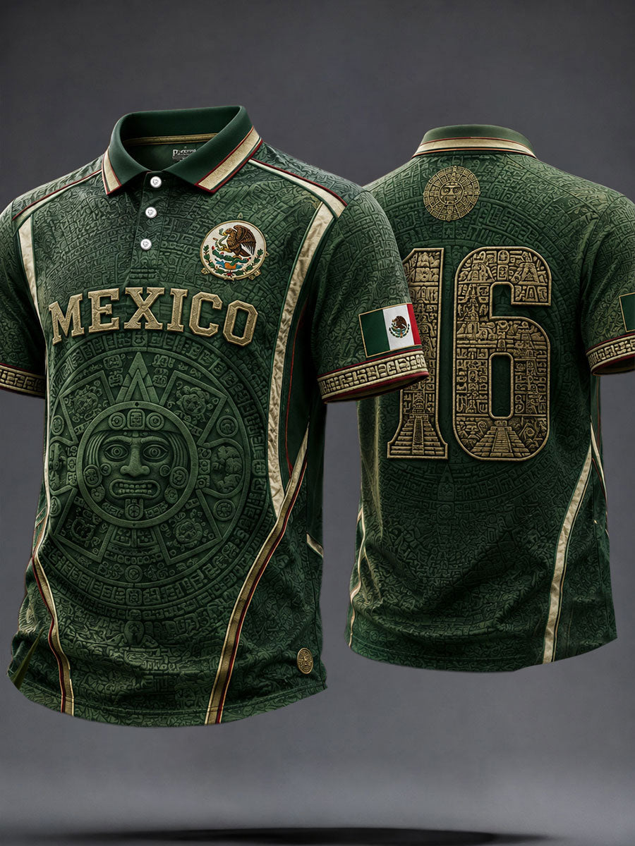 Men's Mexico Football Lover Art Printed Casual Tops