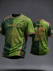 Men's Mexico Football Lover Art Printed T-shirt