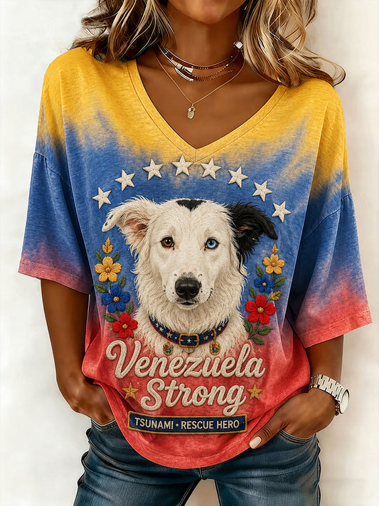 Women's Venezuela Hero Dog Tsunami Patriotic Dog Lover T-Shirt
