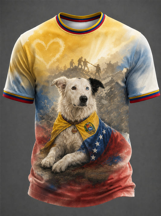 Men's Venezuela Hero Dog Tsunami Patriotic Dog Lover T-Shirt