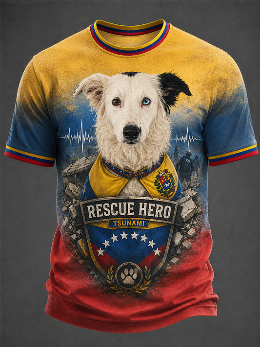 Men's Venezuela Hero Dog Tsunami Patriotic Dog Lover T-Shirt