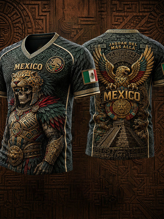 Men's Mexico Mexican Independence Day Art Printed V-neck T-shirt
