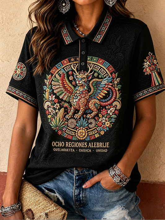 Women's Mexico Guelaguetza Art Printed Casual Tops