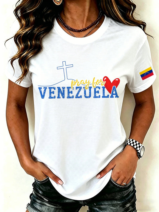 Women's Pray For Venezuela Print T-Shirt