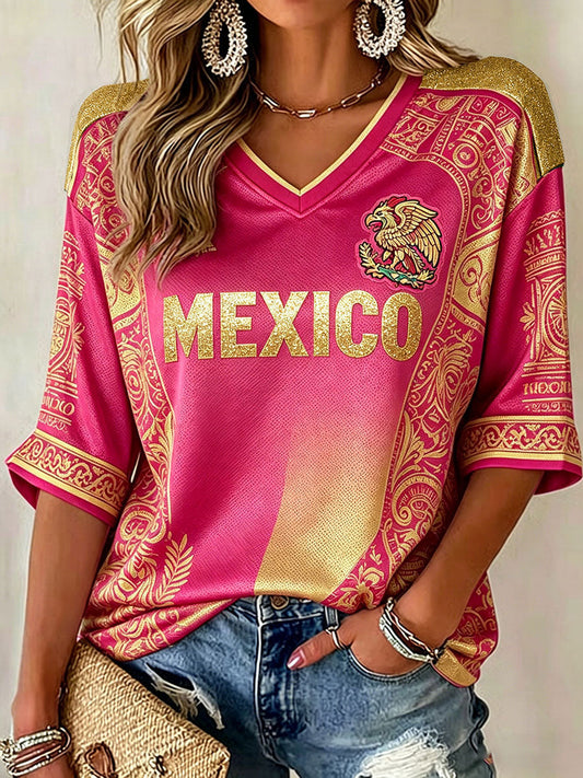 Women's Mexico Independence Day Art Printed T-shirt