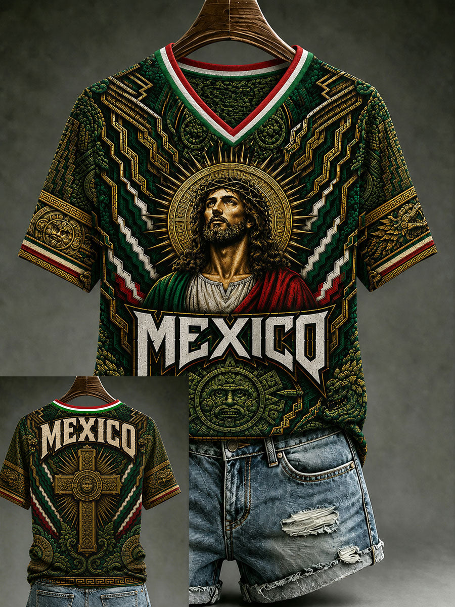 Women's Mexico Lover Art V-neck Short Sleeve T-shirt