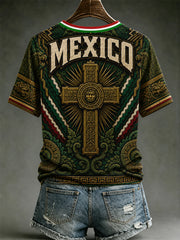 Women's Mexico Lover Art V-neck Short Sleeve T-shirt