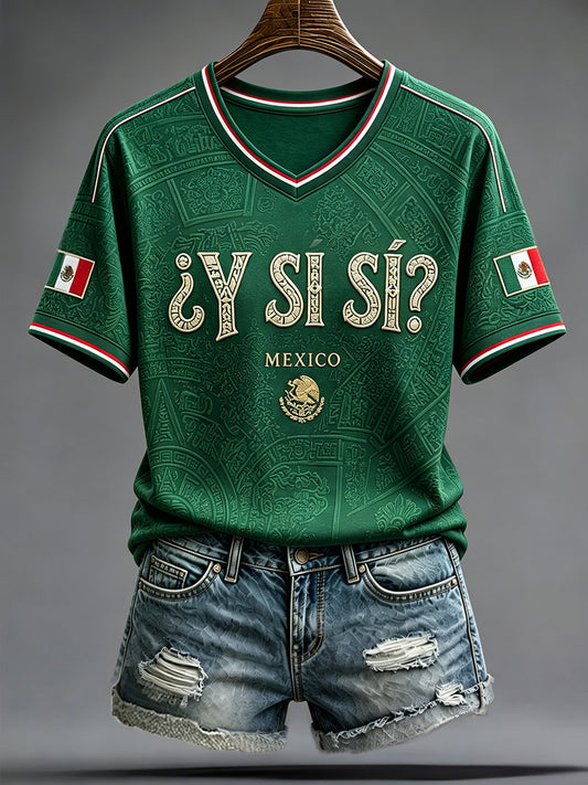 Women's Mexico Independence Day Art ¿Y si sí? Printed T-shirt