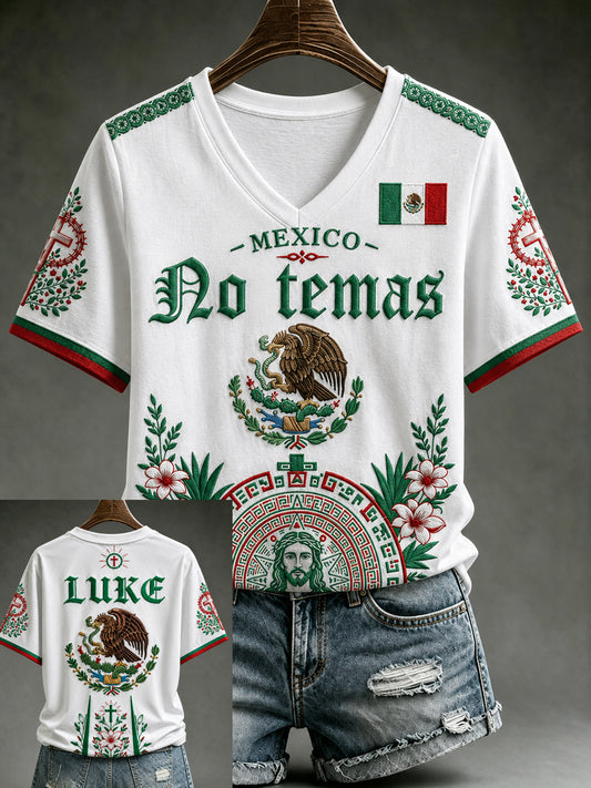 Women's Mexico Lover Art V-neck Short Sleeve T-shirt