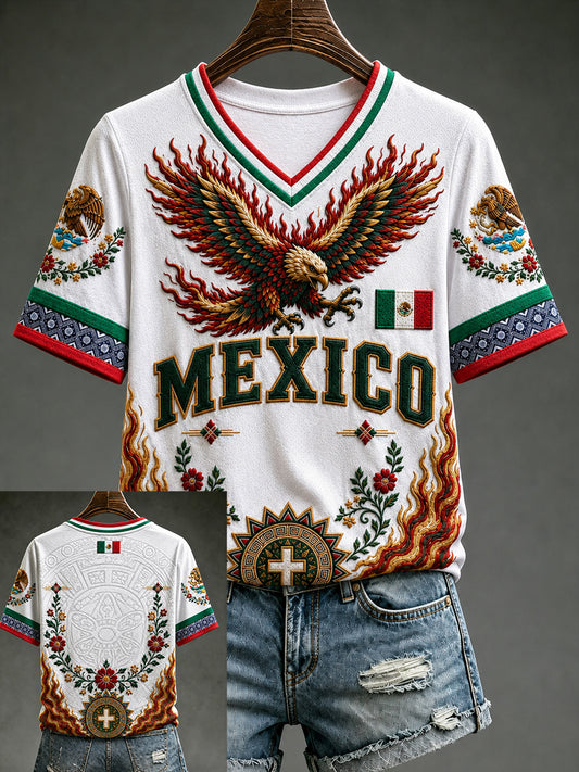 Women's Mexico Lover Art V-neck Short Sleeve T-shirt