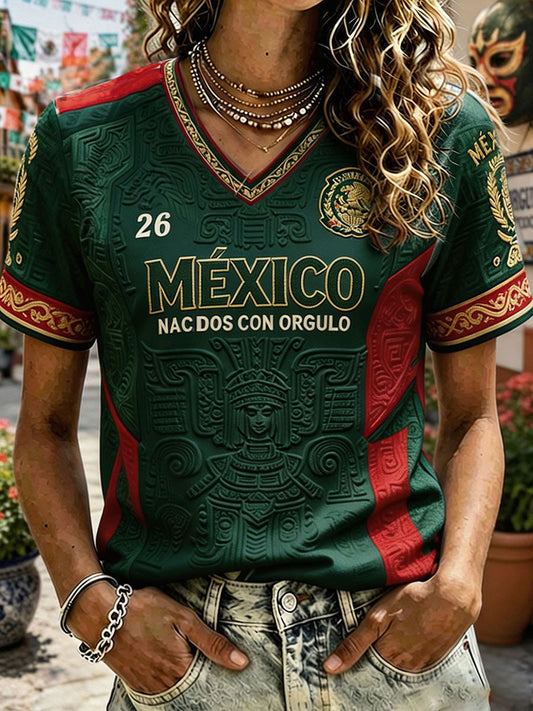Women's Mexico Independence Day Art Printed T-shirt