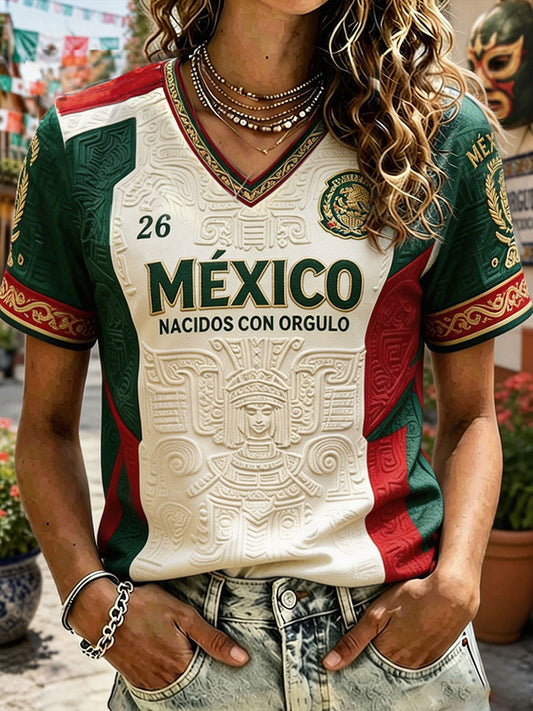 Women's Mexico Independence Day Art Printed T-shirt