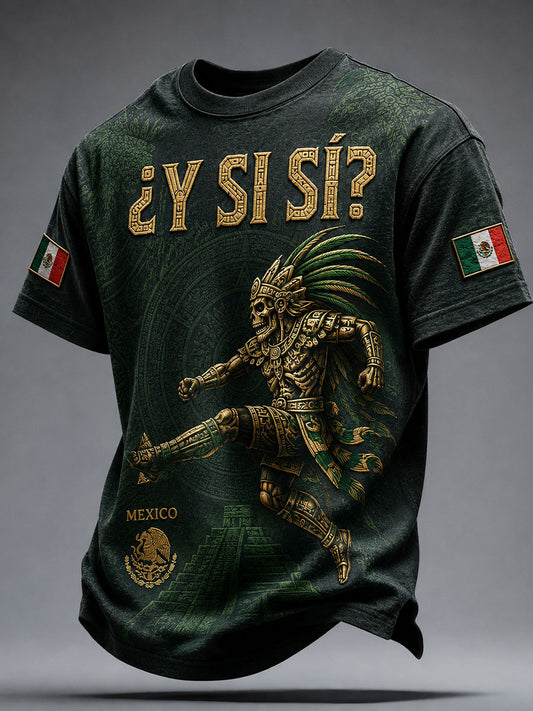 Men's Mexico Yaotl Mictlan Art Independence Day ¿Y si sí Printed T-shirt