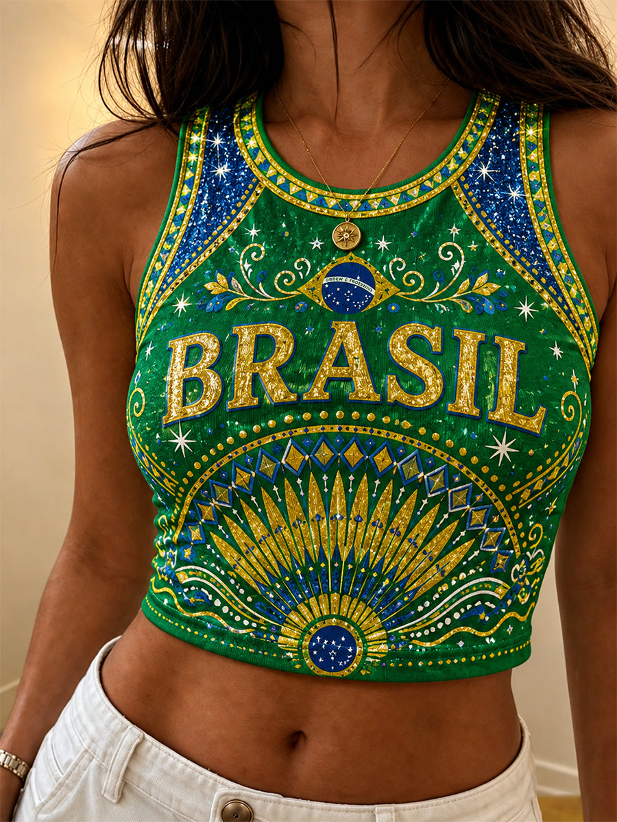 Women's Brasil Print Casual Vest