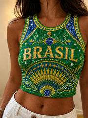 Women's Brasil Print Casual Vest