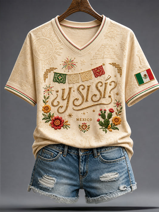Women's Mexico Independence Day ¿Y si sí? Art Printed T-shirt