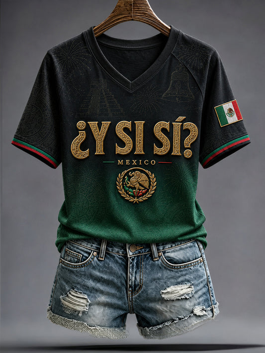 Women's Mexico Independence Day ¿Y si sí? Art Printed T-shirt