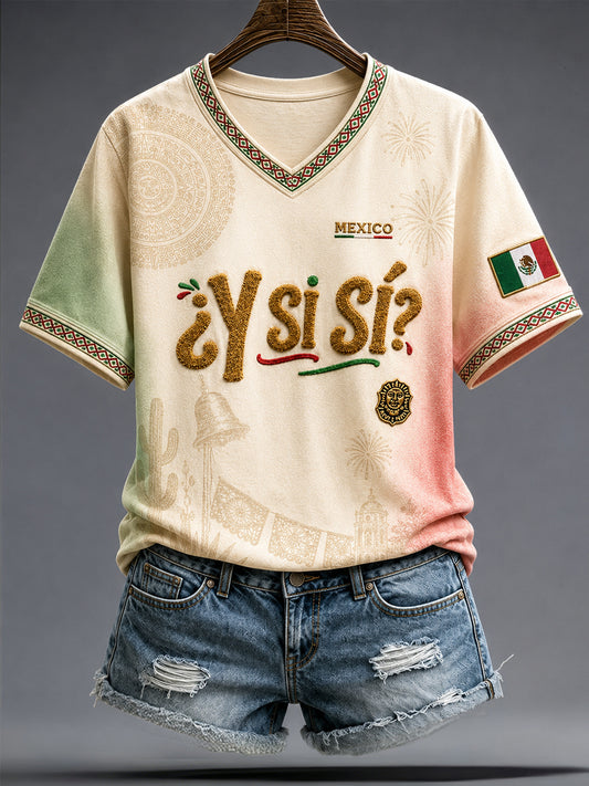 Women's Mexico Independence Day ¿Y si sí? Art Printed T-shirt