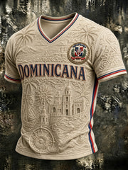 Men's Dominican Printed V-neck T-shirt