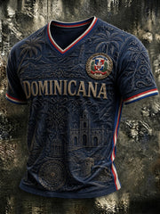 Men's Dominican Printed V-neck T-shirt