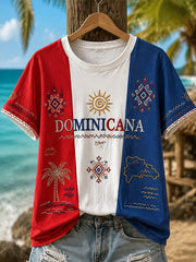 Women's Dominican Printed V-neck T-shirt