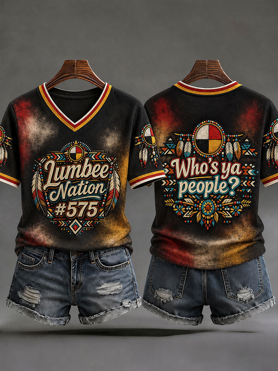 Women's Lumbee Nation 575 V-Neck T-Shirts