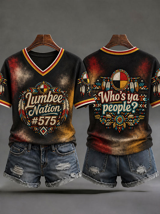 Women's Lumbee Nation 575 V-Neck T-Shirts