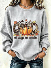 Women's With God All Thing Are Possible Autumn Pumpkin Oversized Hoodie