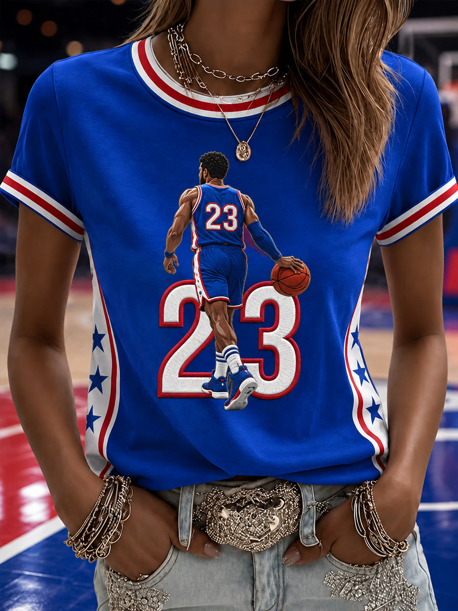 Women's Gift For Basketball Fans No.23 Print Casual Tee