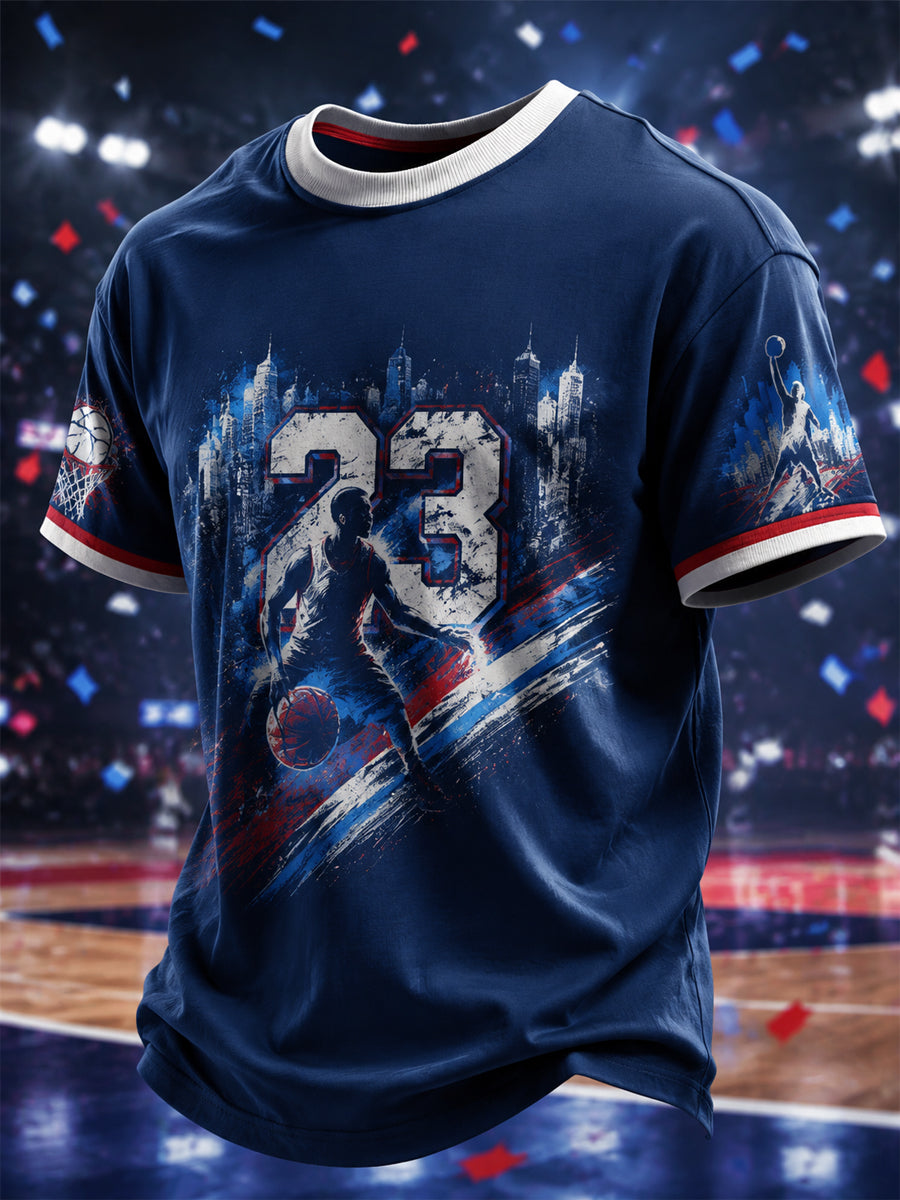 Men's America Basketball Printed T-shirt