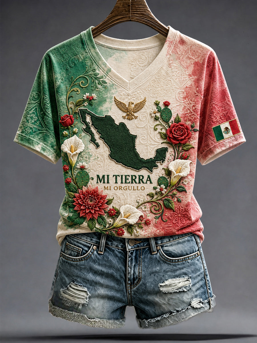Women's Mexico Independence Day Art Printed T-shirt