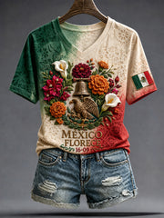 Women's Mexico Independence Day Art Printed T-shirt