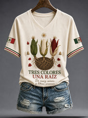 Women's Mexico Independence Day 1810 Art Printed T-shirt