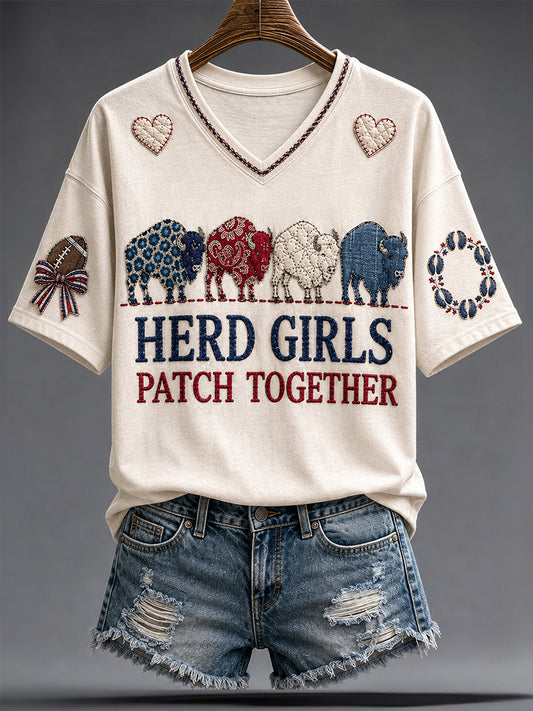 Women's Football Lover Bulls Be Good Art Printed T-shirt